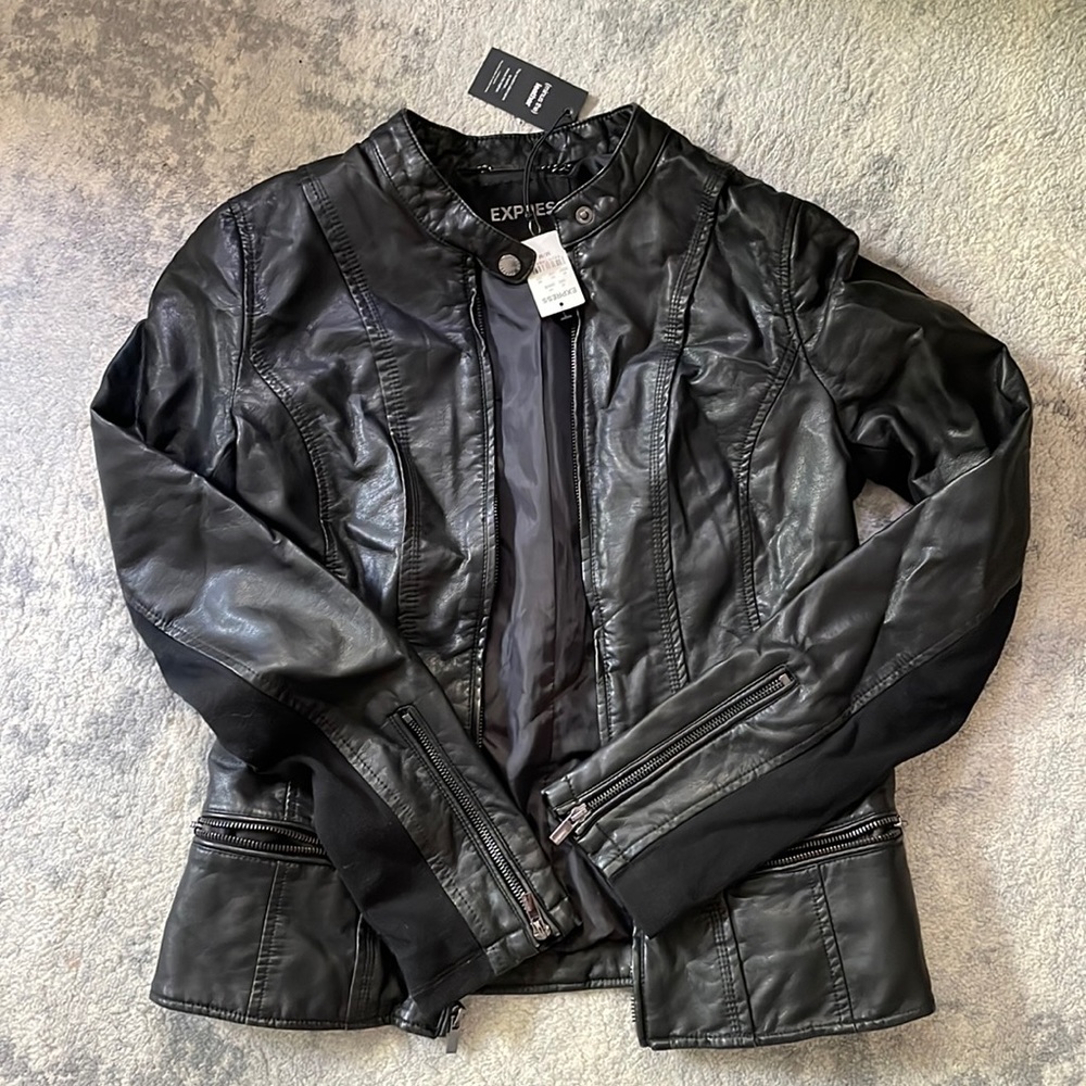 Express black faux leather jacket